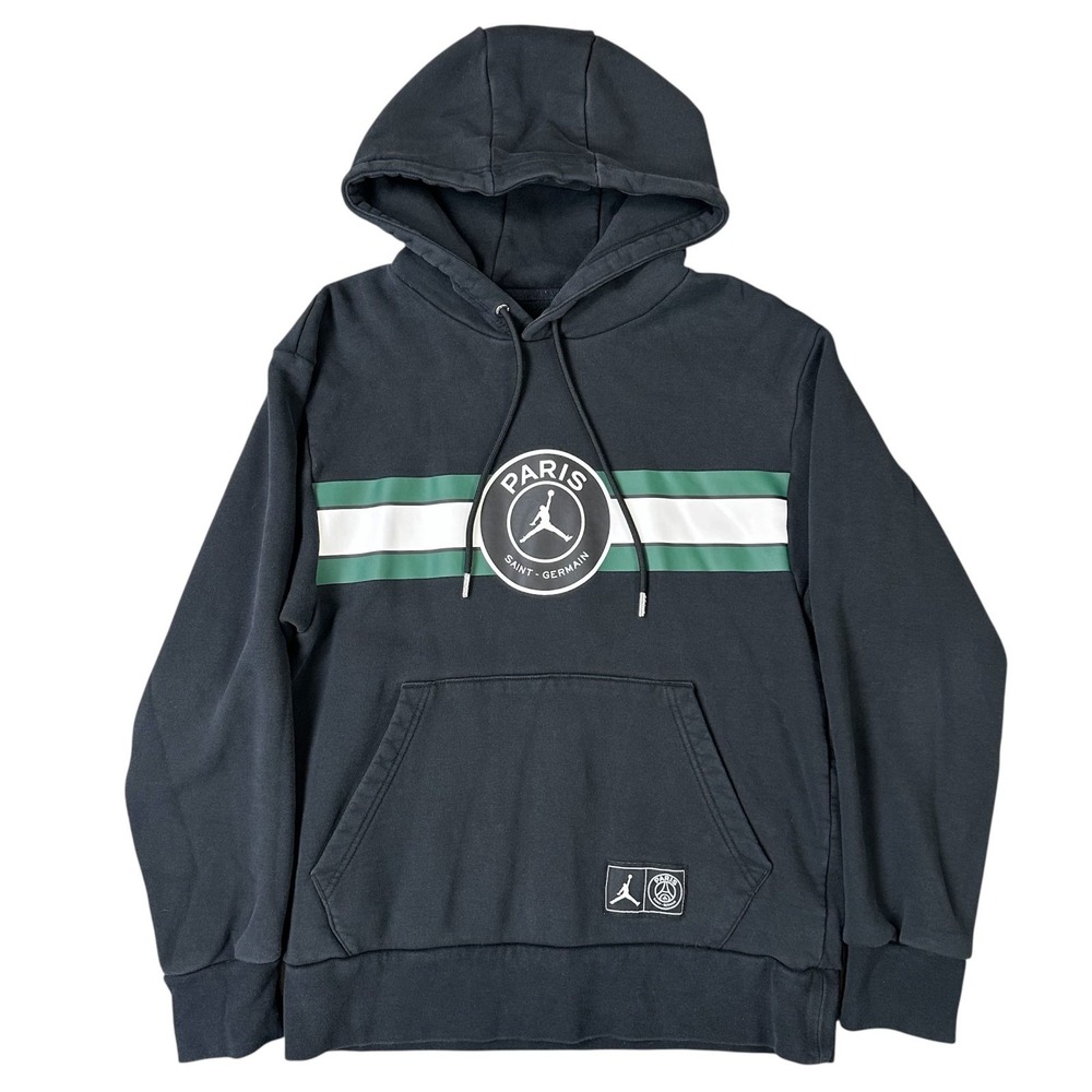 Air Jordan Paris Saint-Germain Hoodie Mens Small Black PSG Logo Fleece Pullover